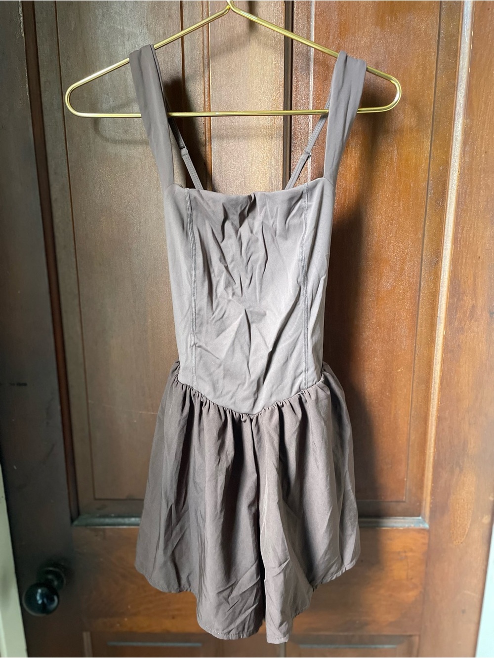 Qinsen women's medium sleeveless brown romper